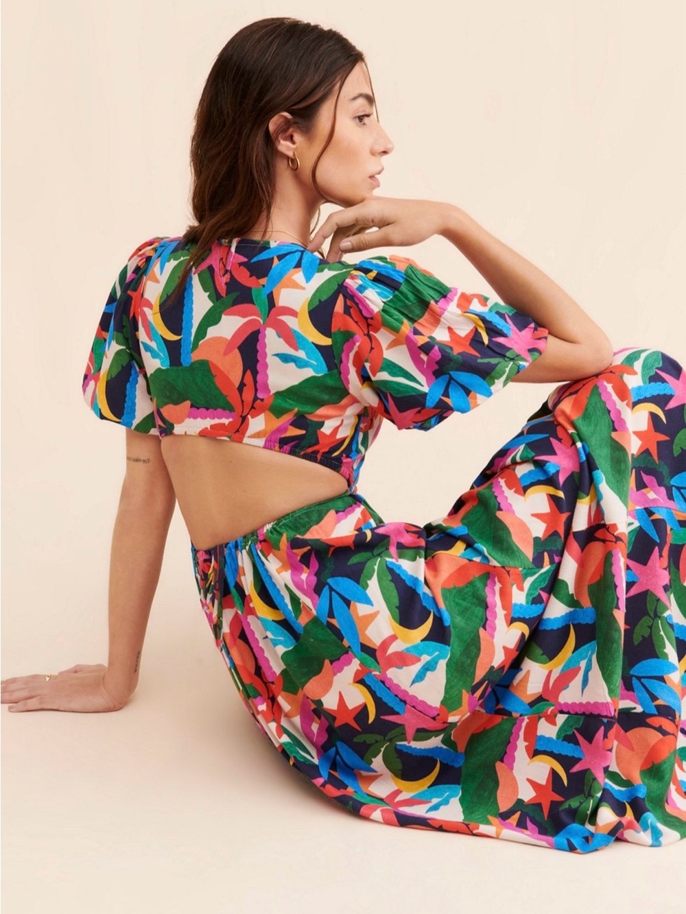 Beach Riot Weston Colorful Abstract Cutout Maxi Dress Size XL